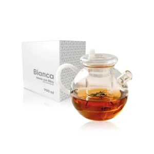 Teiera in vetro borosilicato - Bianca