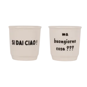 Set Tazzine da caffè in ceramica "Buongiorno-ciao"