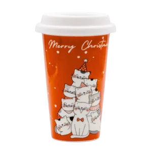 Tazza "Gatti Natale" in ceramica