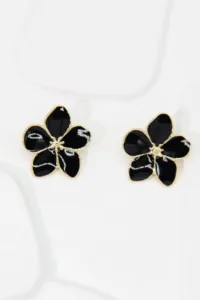Orecchini Fiore Smaltato – Nero